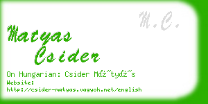 matyas csider business card
